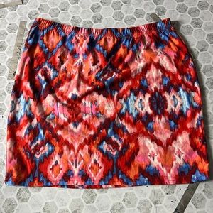 Hot Kiss Youth Large Elastic Waist Watercolor Red Blue Skirt